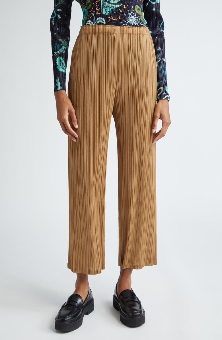Pleats Please Issey Miyake Monthly Colors December Pleated Crop Wide Leg Pants, Main, color,