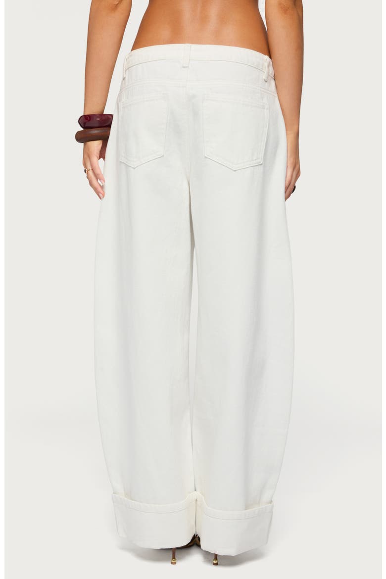 Kella Low Rise Baggy Cuffed Wide Leg Jeans, Alternate, color, WHITE