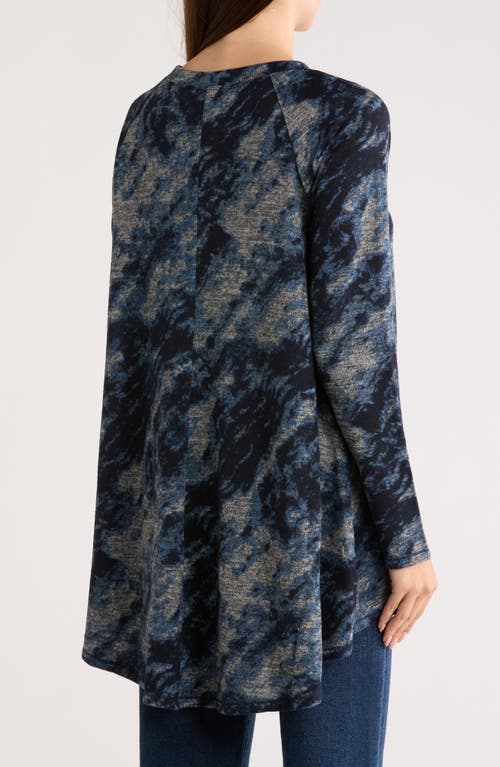 Patrizia Luca Long Sleeve Tunic Top In Blue