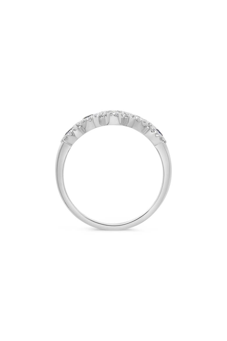 Five Stone Flush Halo Sapphire & Diamond Ring in 14K White Gold, Alternate, color, 14K White Gold
