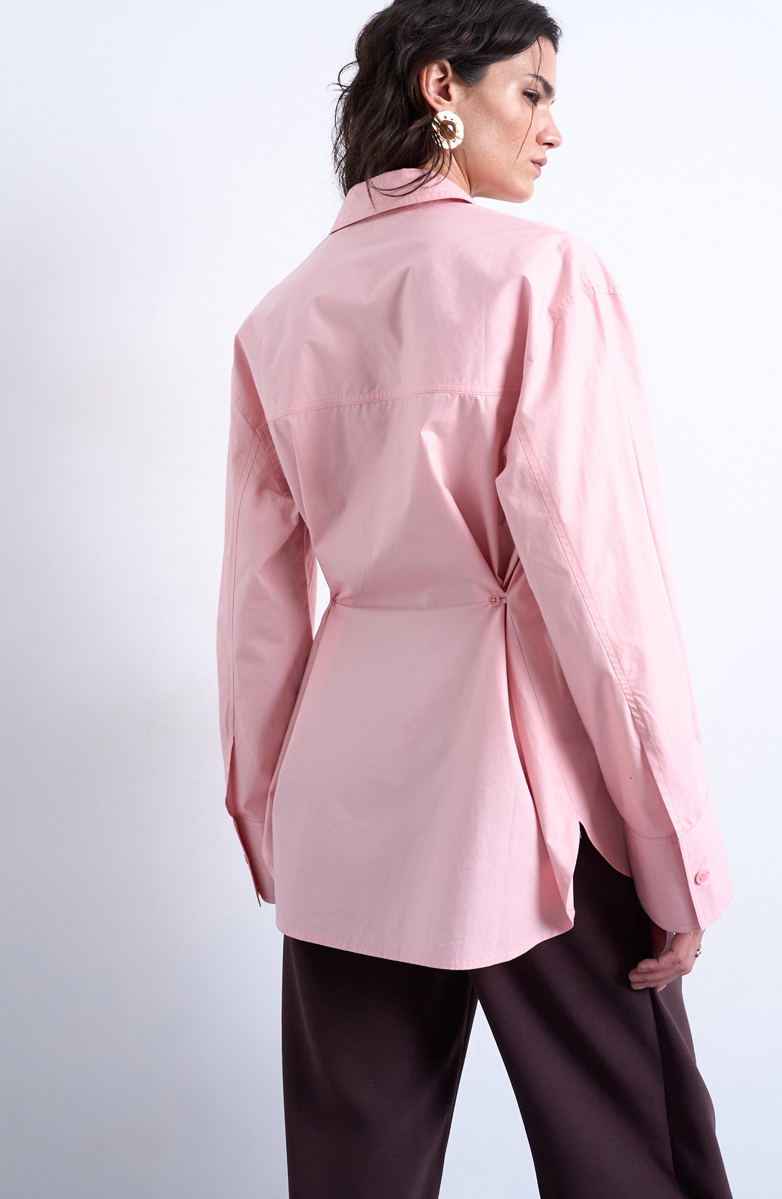 Darted Cuff Oversize Button-Up Shirt - image 4
