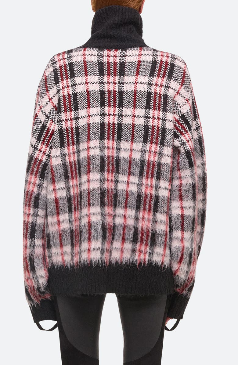 Helmut Lang Brushed Plaid Turtleneck Sweater, Alternate, color, Medium Red Check