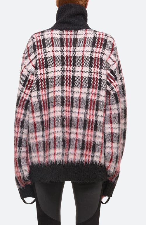 Helmut Lang Brushed Plaid Turtleneck Sweater In Medium Red Check