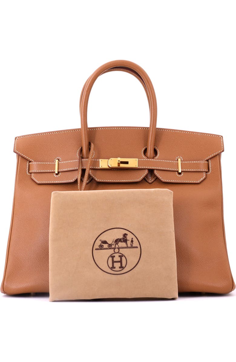 Pre-Owned Hermes Birkin Handbag Brown Veau Grain Lisse with Gold Hardware 35, Alternate, color, Gold
