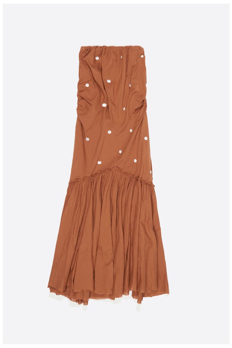 Ruched Strapless Dress, Alternate, color, TOFFEE