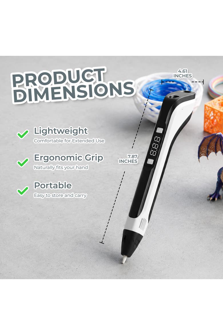 3D Printing Pen Kit with Auto Sleep & Adjustable Temperature, Alternate, color, Black