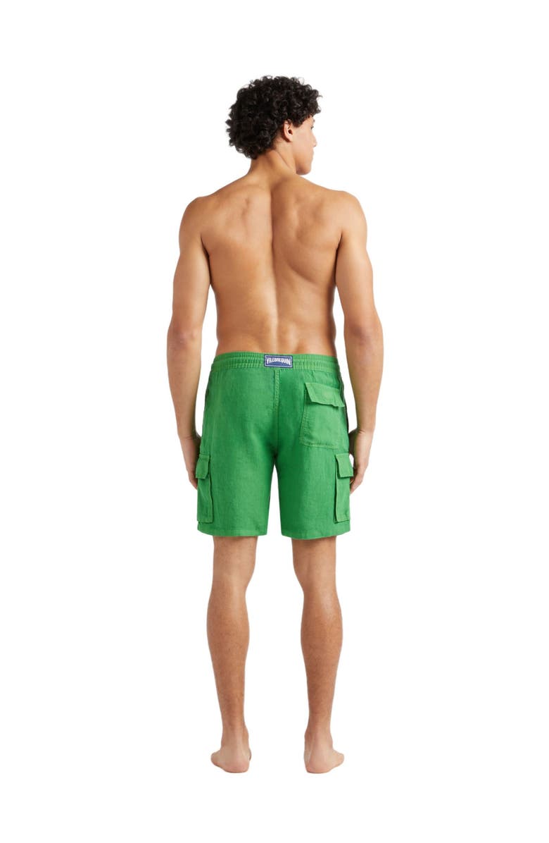 Vilebrequin Men's Solid Linen Bermuda Short, Alternate, color, Jungle
