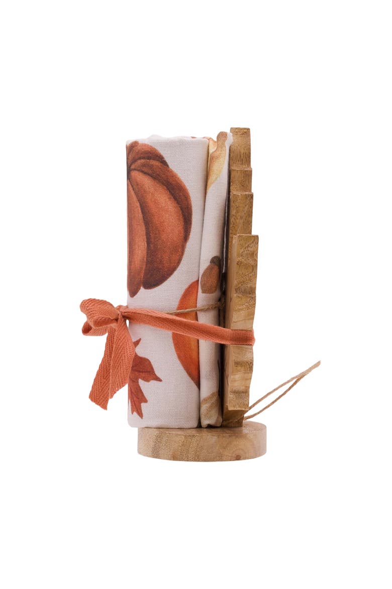 Bountiful Pumpkins Harvest Fall Towel & Stand Gift Set, Alternate, color, Orange