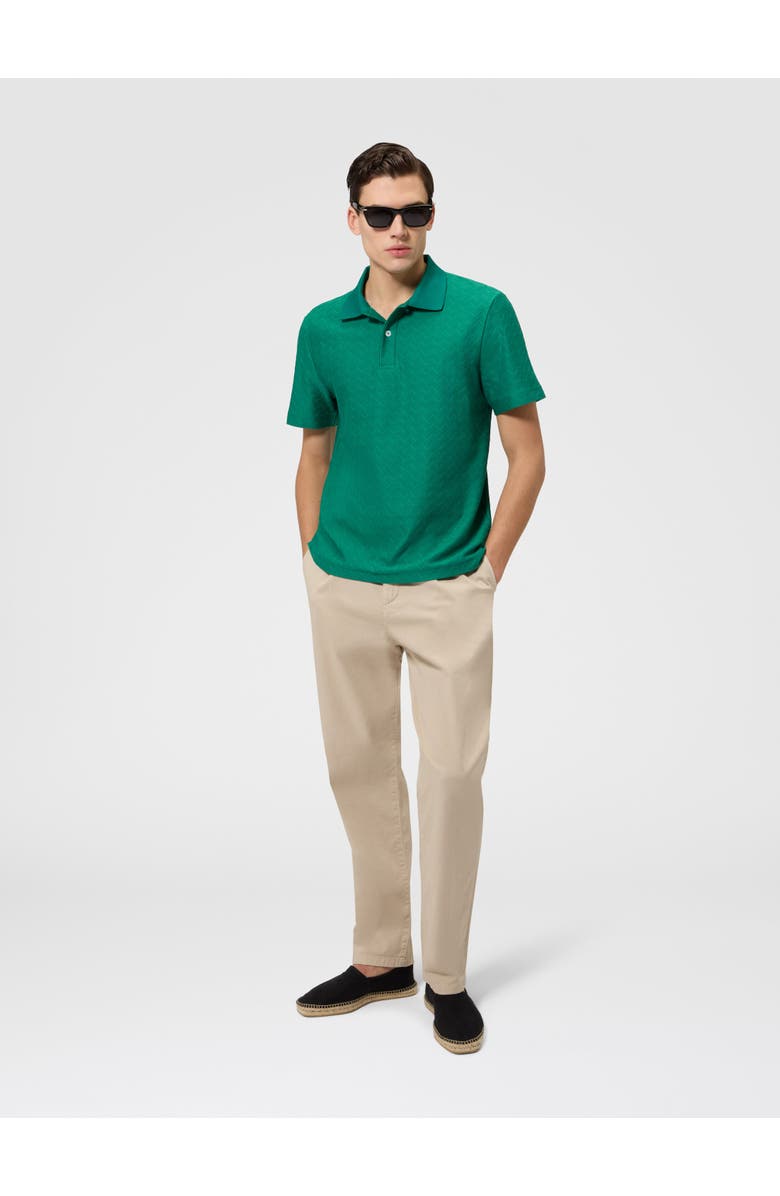 UM Jacquard Cotton Polo Shirt With Tone-on-tone Zigzag Design, Alternate, color, Green
