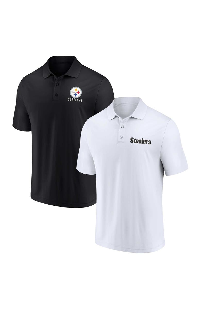 FANATICS Men's Fanatics Branded White/Black Pittsburgh Steelers Lockup Two-Pack Polo Set, Main, color, 