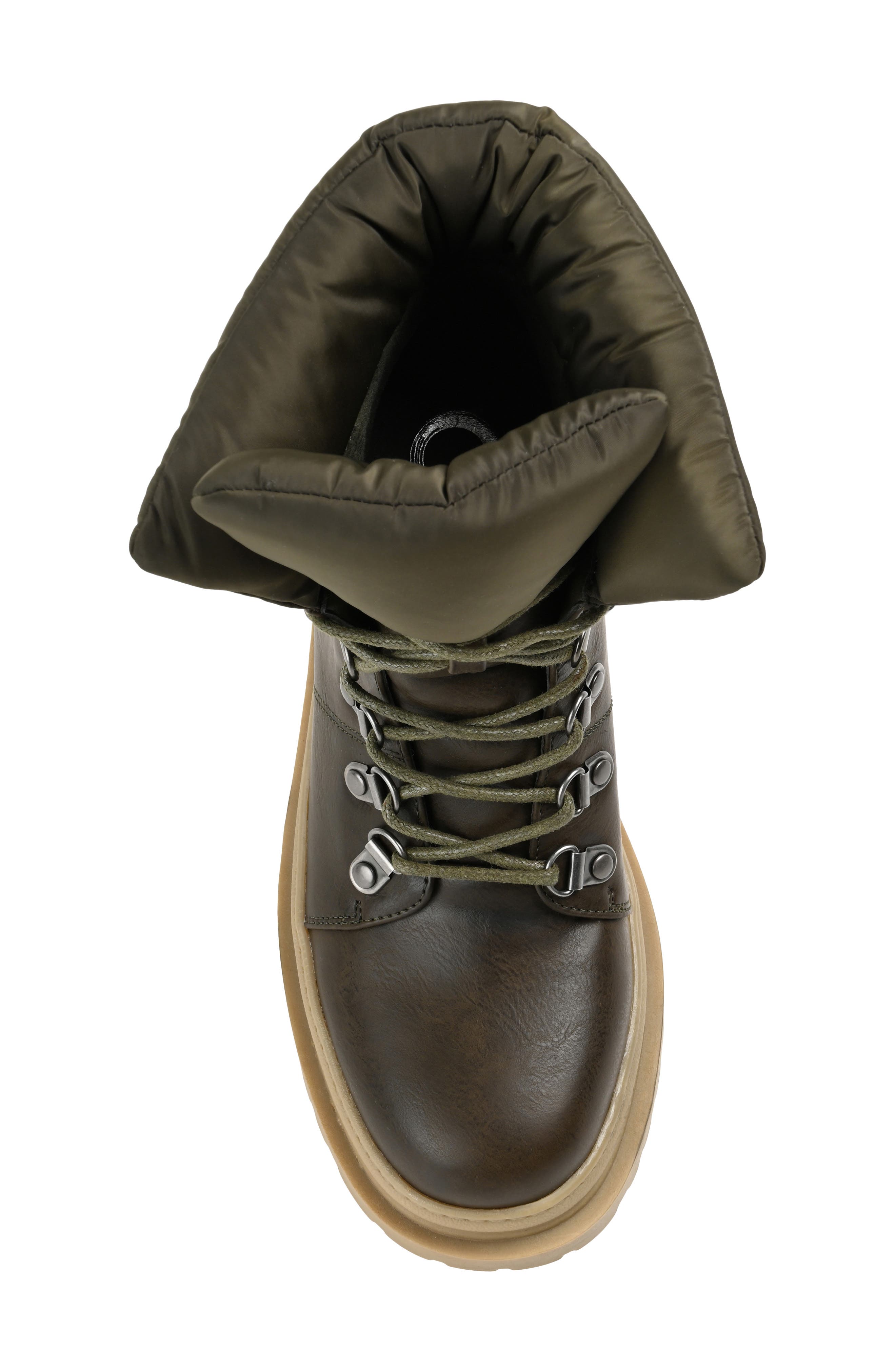 Irrah Faux Leather Lug Sole Boot, Alternate, color, OLIVE