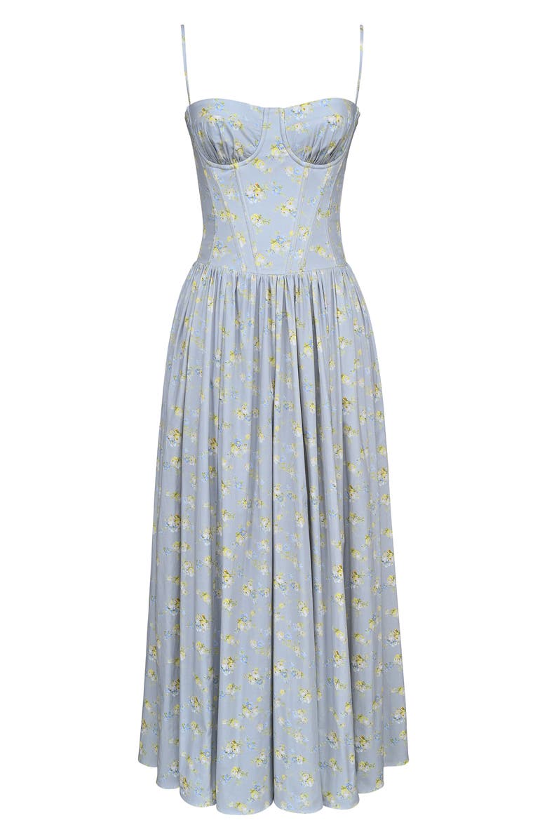 HOUSE OF CB Rona Floral Print Maxi Sundress, Alternate, color, Blue Floral