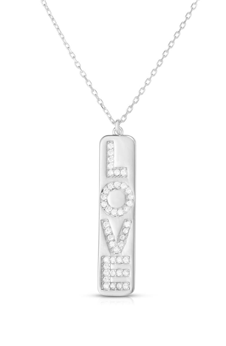 GLAZE JEWELRY Cubic Zirconia Love Pendant Necklace, Main, color, Silver