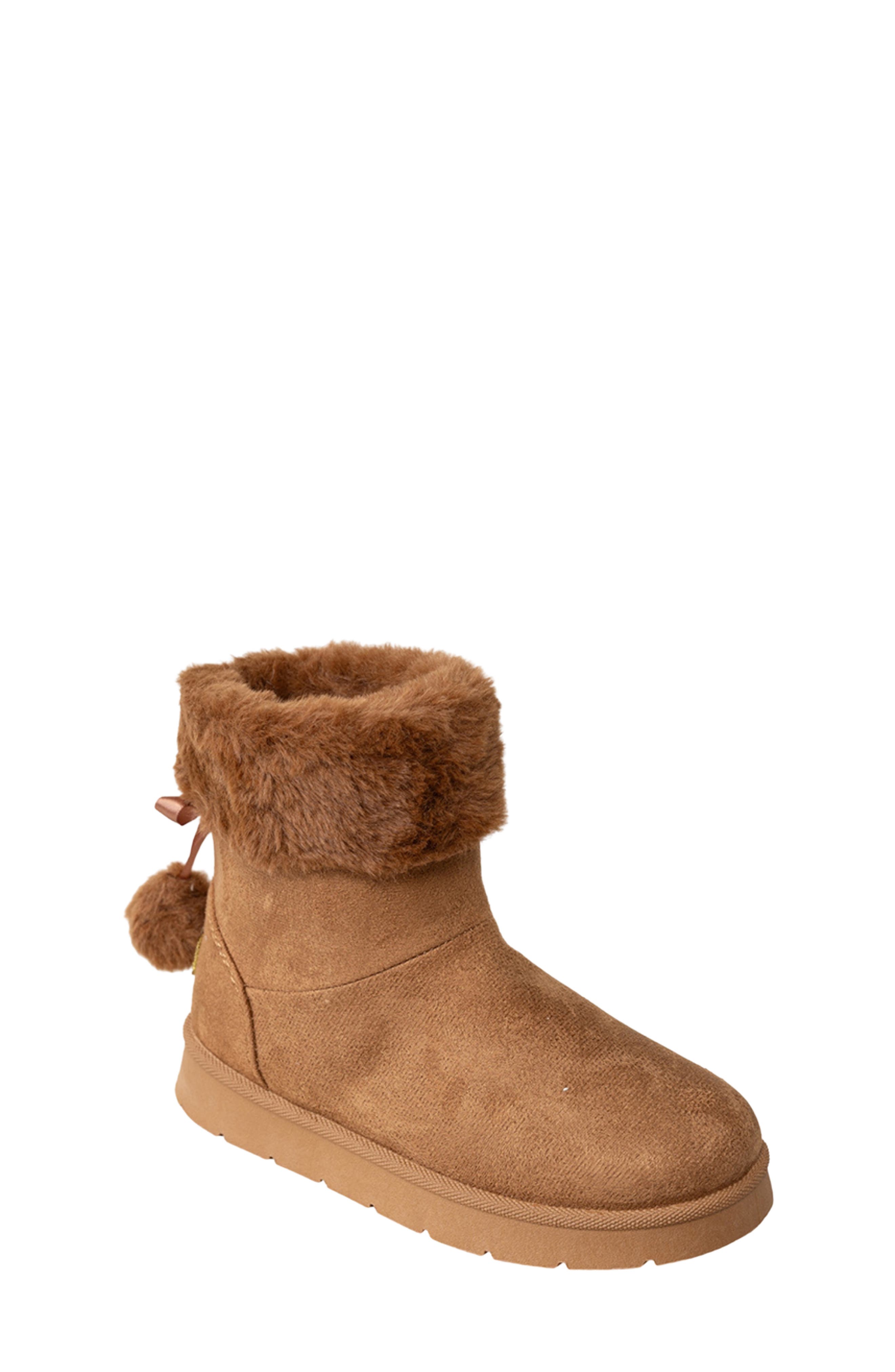 Bebe Kids' Cozy Faux Fur Collar Boot In Cognac