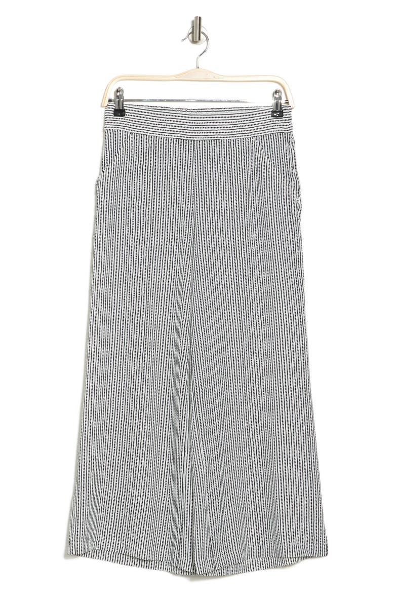 Pull-On Crop Wide Leg Pants, Alternate, color, CREAM/ BLACK STRIPE DASH