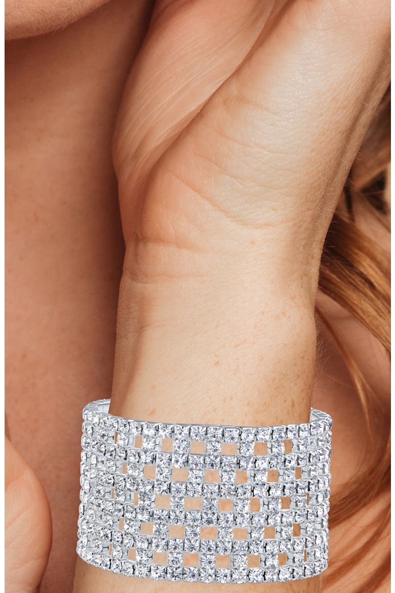 Crystal Stretch Bracelet (Nordstrom Exclusive), Alternate, color, CLEAR SILVER