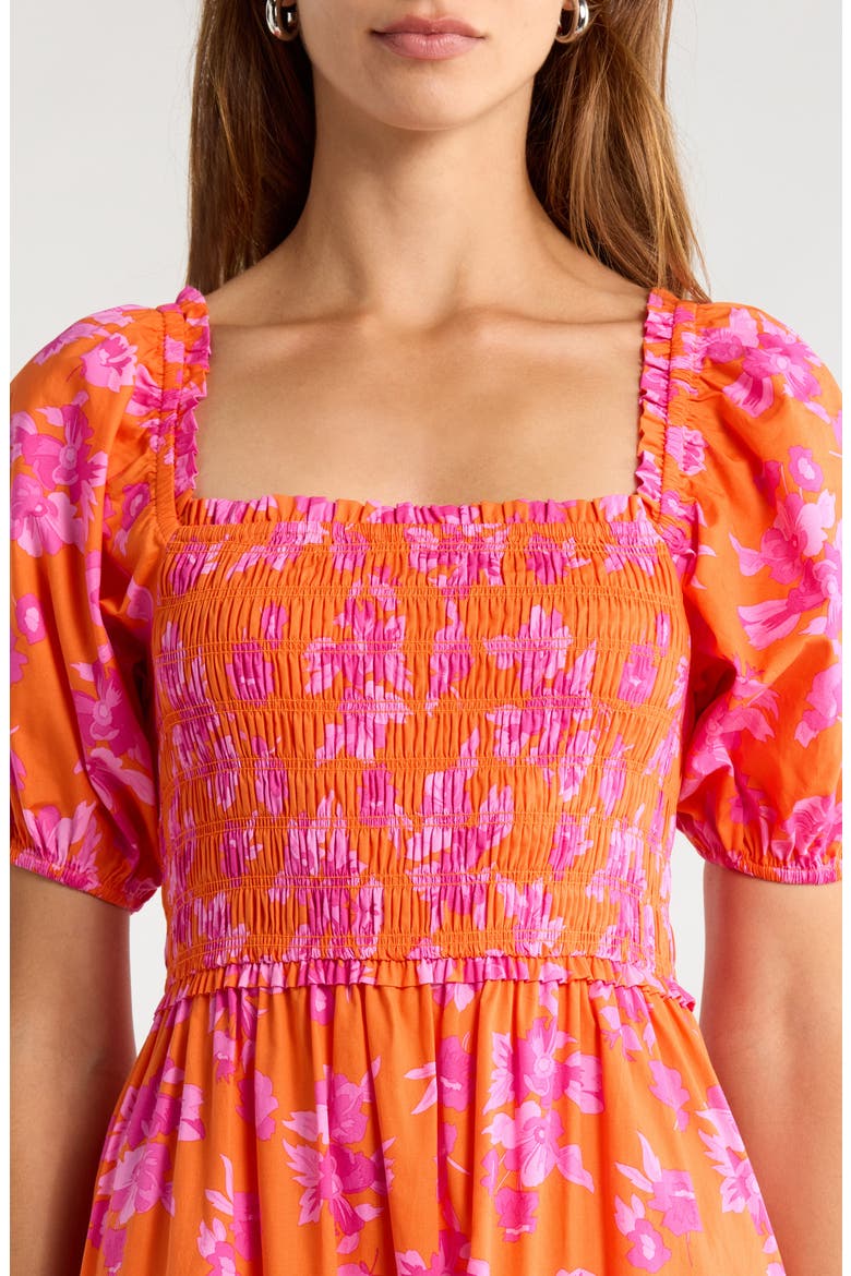 Cala Floral Tiered Cotton Maxi Dress, Alternate, color, ORANGE-PINKS-MULTI