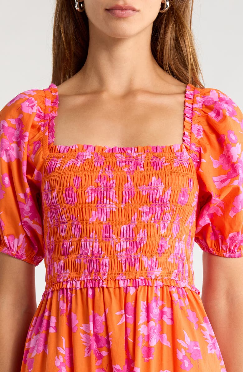 SUGARLIPS Cala Floral Tiered Cotton Maxi Dress, Alternate, color, Orange-Pinks-Multi