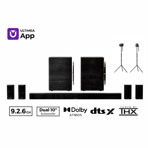 Wireless 9.2.6 Dolby Atmos & DTS:X Soundbar w/ Dual 10" Subs, THX-Tuned Home Theater, AVR Grade + Speaker Stand