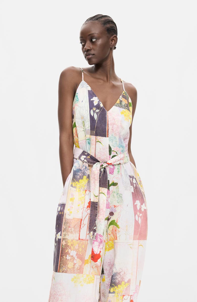 Desigual Floral Patchwork Belted Jumpsuit, Alternate, color,