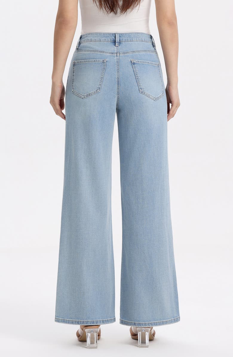 Bayeas Embroidered High Waist Wide Leg Jeans, Alternate, color, Azuredream