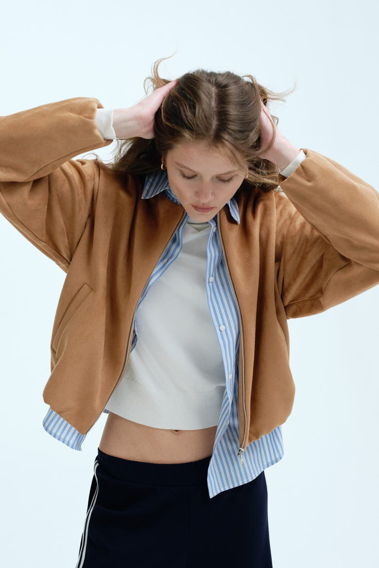 Oversized Jersey Jacket, Main, color, Dark beige