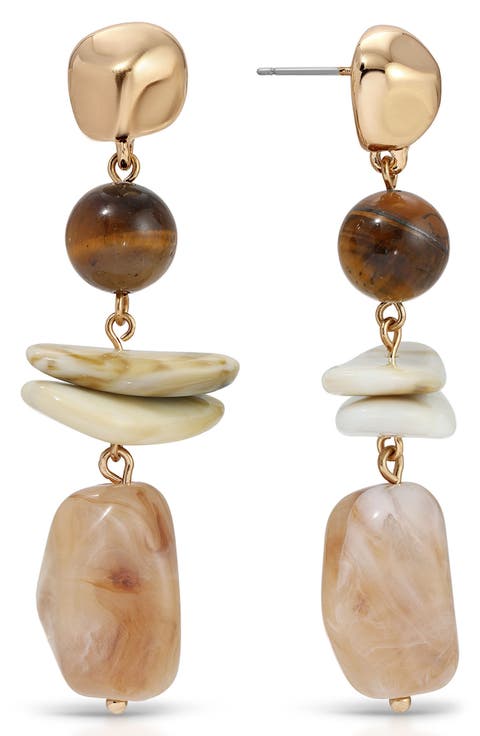 Solstice Stone 18k Gold Plated Drop Earrings