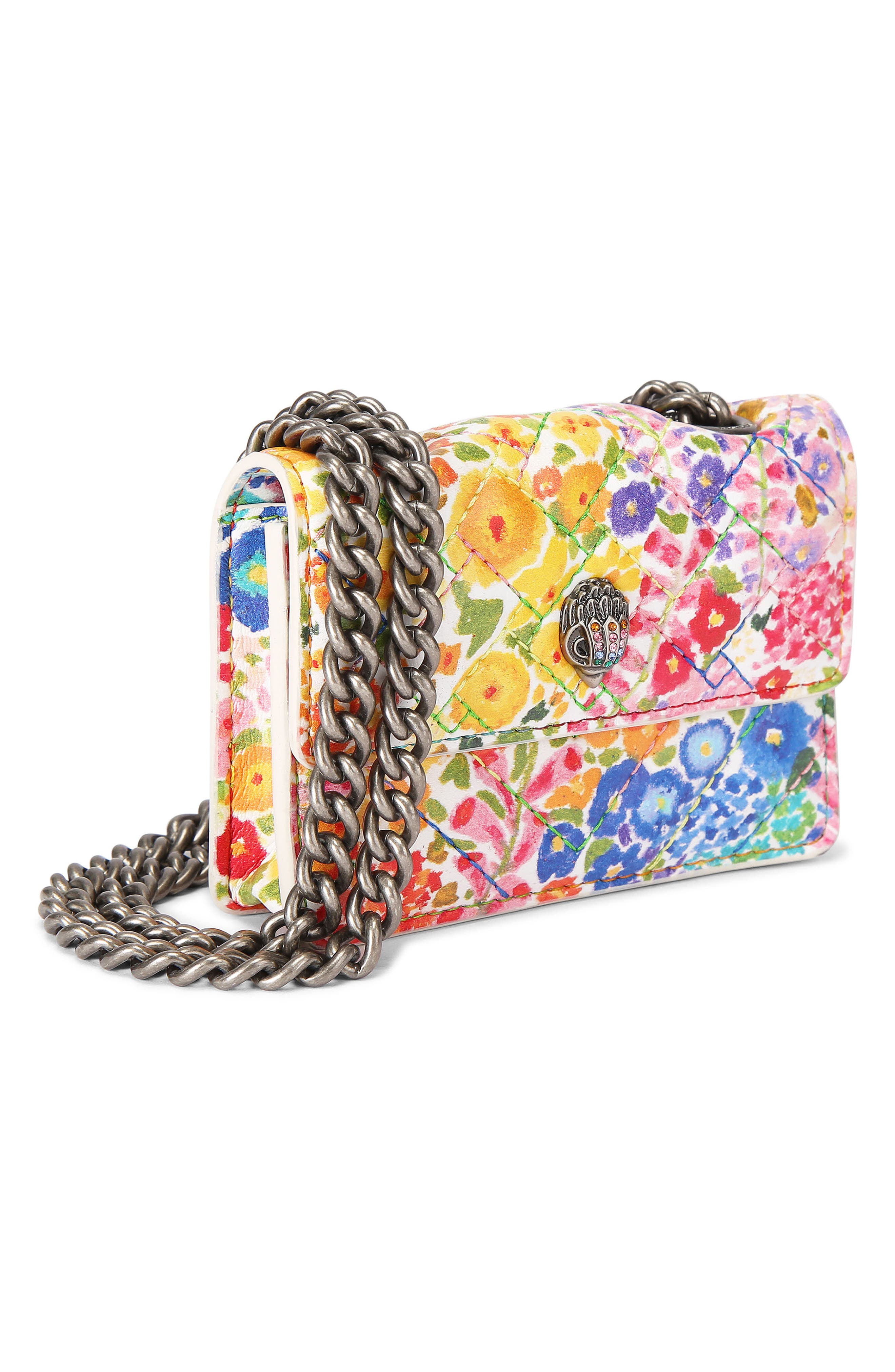 Kurt Geiger London Floral Couture Micro Kensington Floral Quilted Crossbody Bag, Alternate, color, 