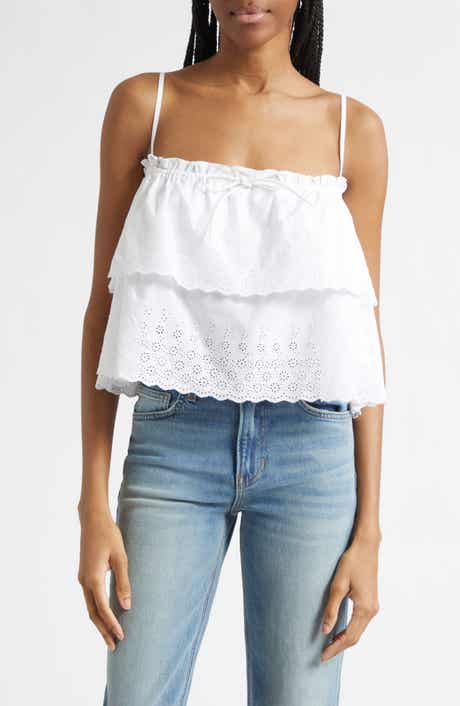 Oseanna Tiered Embroidered Cotton Top