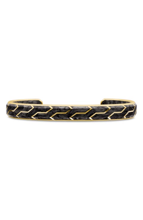 Forged Carbon Cuff Bracelet in 18K Yellow Gold, 8.5mm