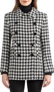 Sofia Cashmere Houndstooth Alpaca & Wool Blend Peacoat