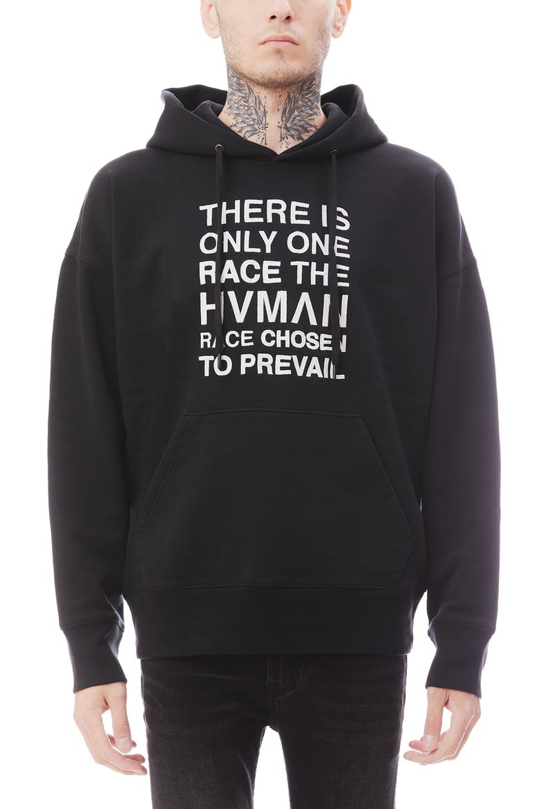 Graphic Pullover Hoodie, Main, color, BLACK
