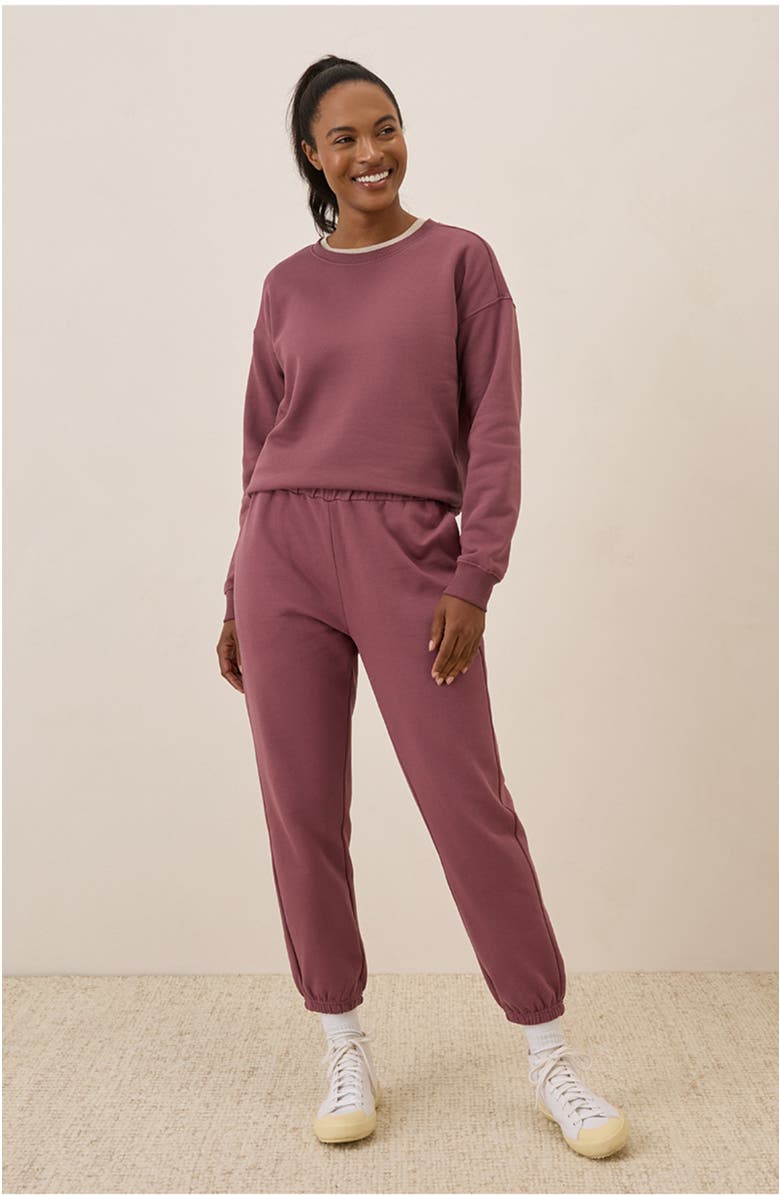 Pact Organic Brushed Fleece Crew Sweatshirt, Alternate, color, Mauve