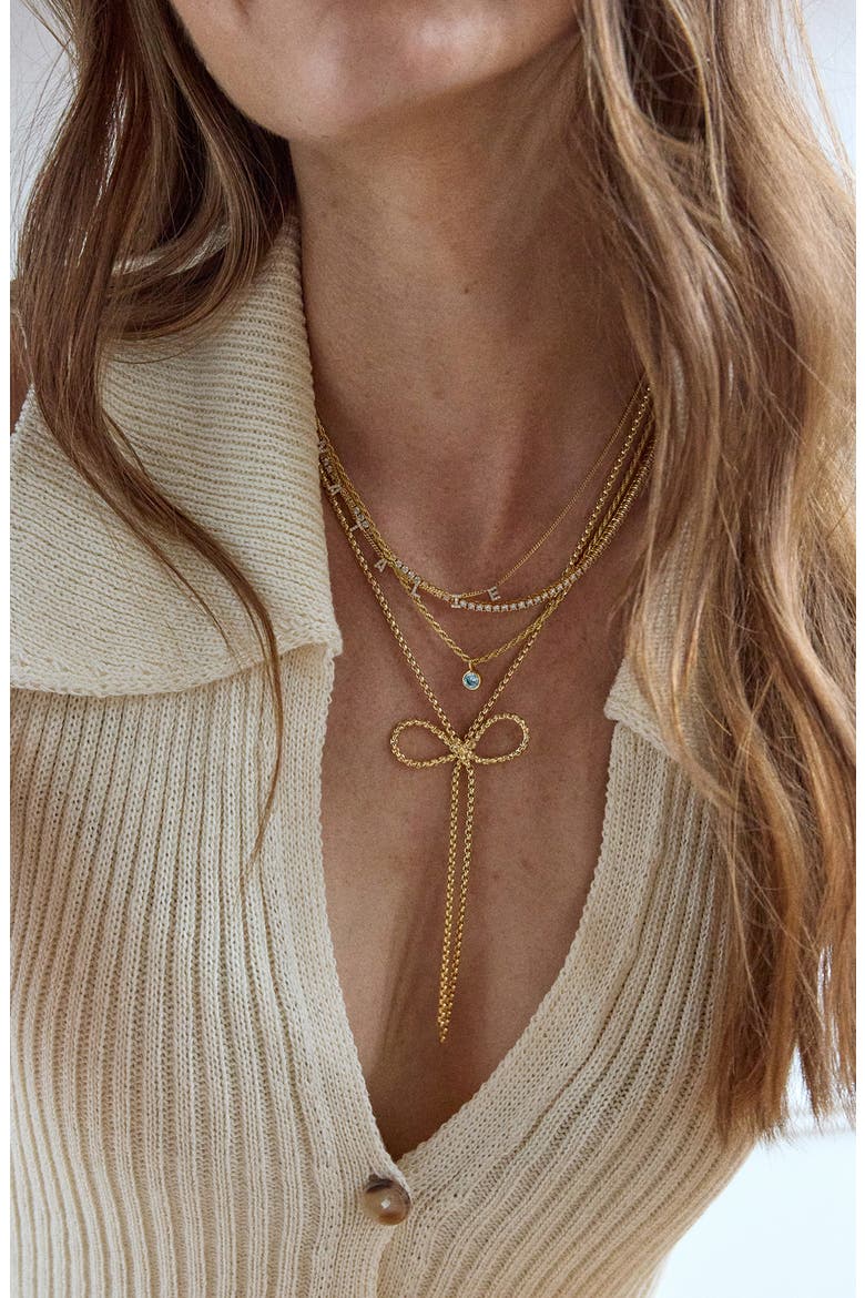 Gigi Bow Necklace, Alternate, color, GOLD