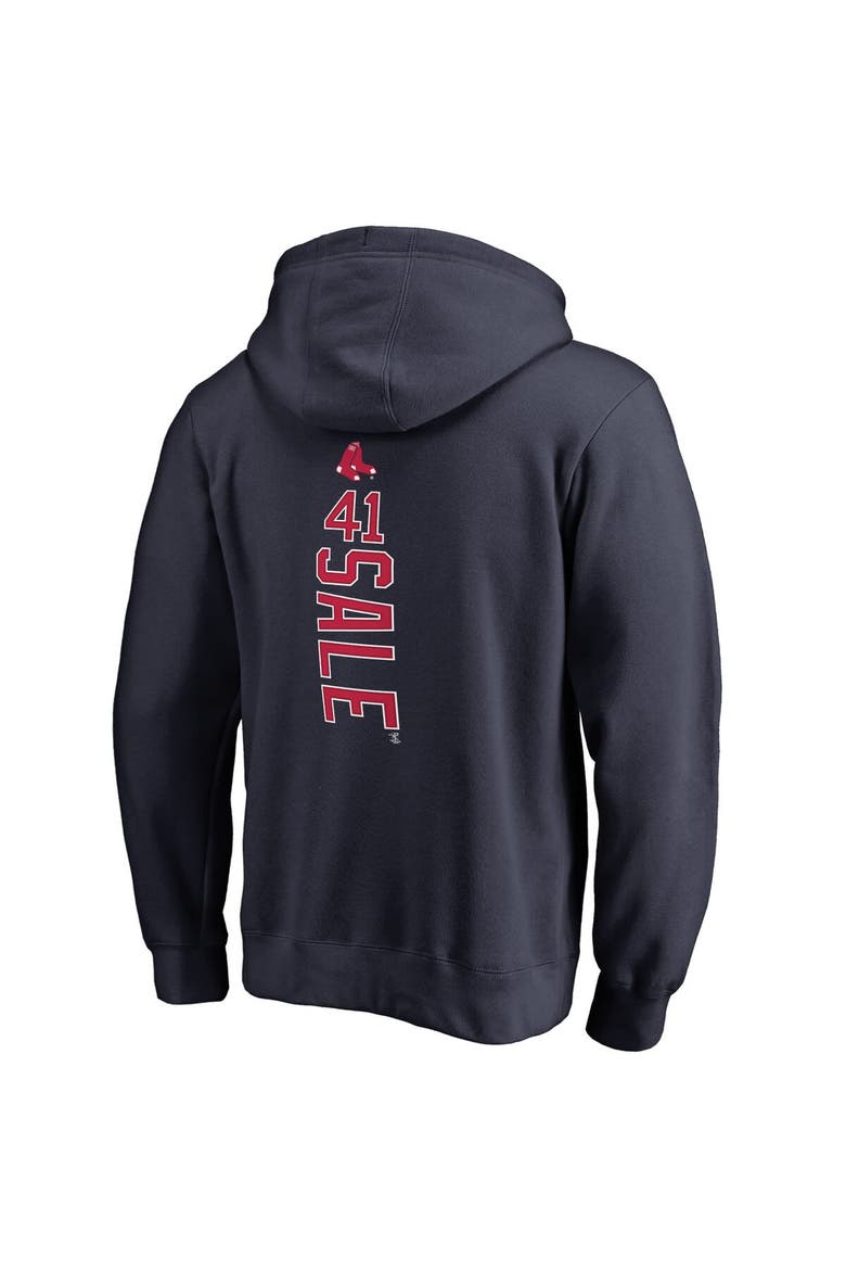 Men's Fanatics Branded Chris Sale Navy Boston Red Sox Backer Pullover Hoodie, Alternate, color, Navy