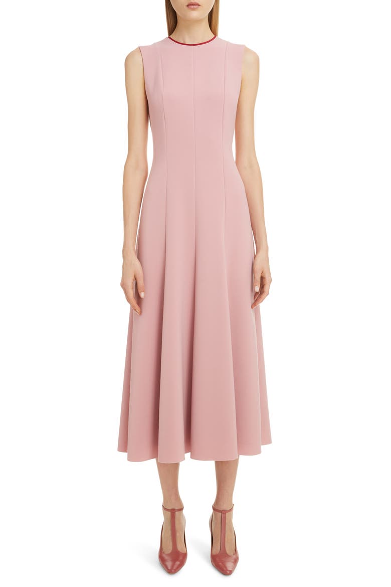 Contrast Stripe Sleeveless Midi Dress, Main, color, SNAPDRAGON/ AMARANTHUS