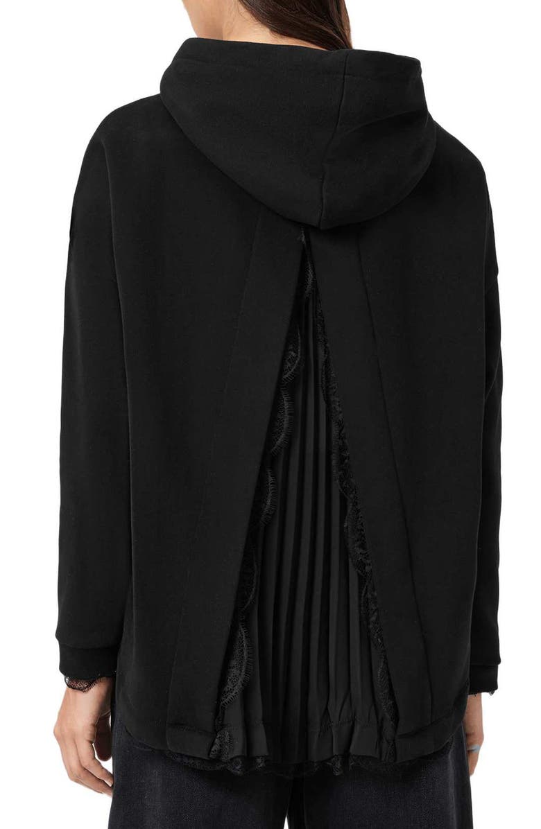 AllSaints Nia Lace High-Low Hoodie, Alternate, color, 