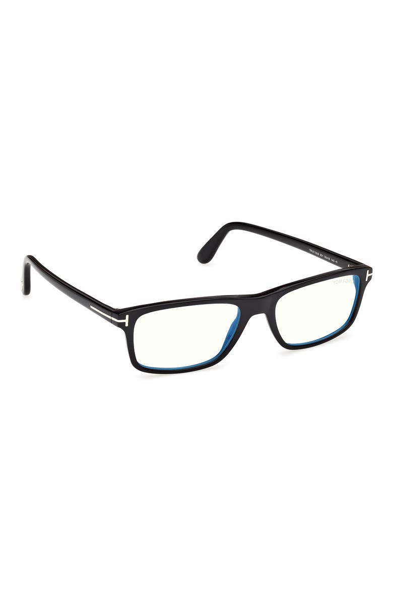55mm Rectangular Optical Glasses, Alternate, color, SHINY BLACK / T LOGO
