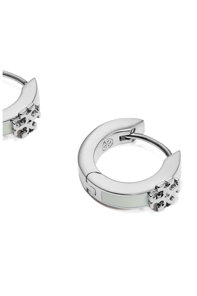 Icon Enamel Huggie Earrings, Alternate, color, TORY SILVER / MEADOW MIST