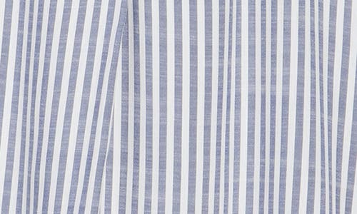 Max Studio Yarn Dye Stripe Short Sleeve Top In Blue