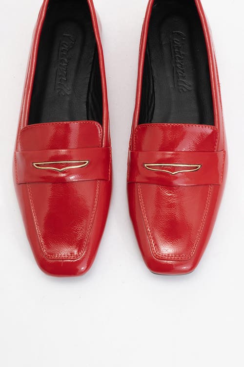 Forever & Always Shoes Iridessa Leather Flat Loafers In Red Patent Leather