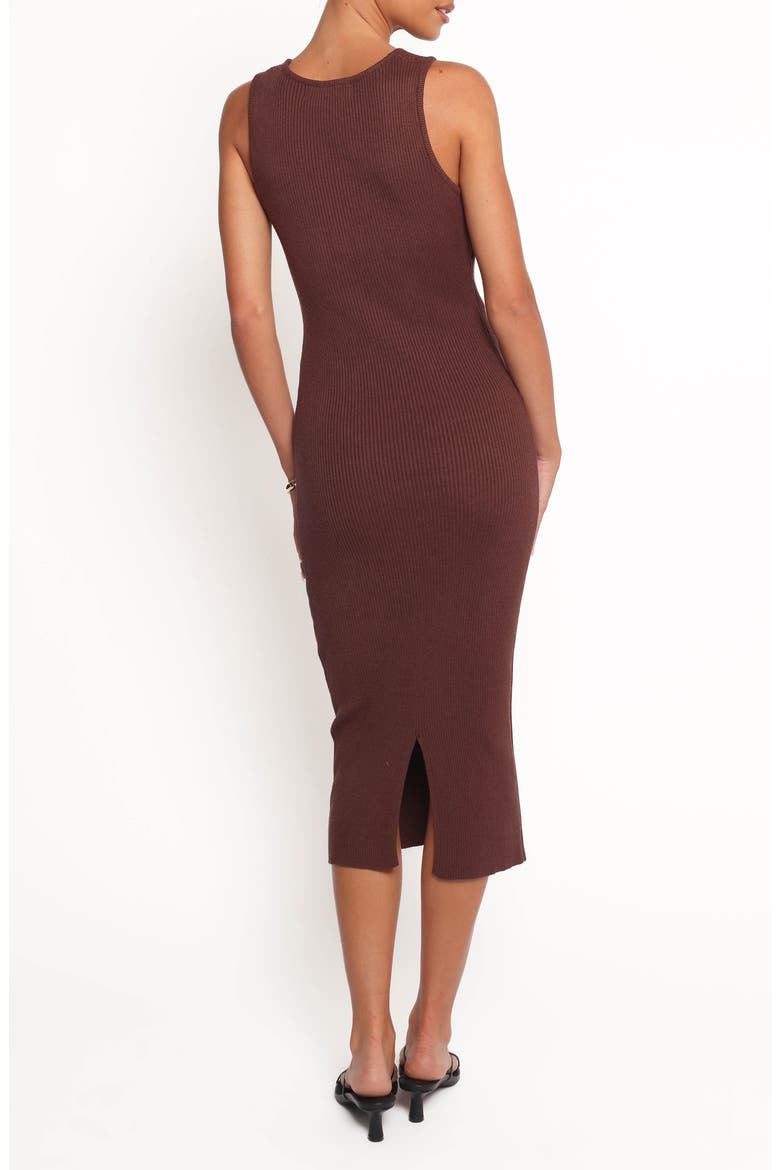 Hollis Sleeveless Rib Midi Dress, Alternate, color, CHOCOLATE