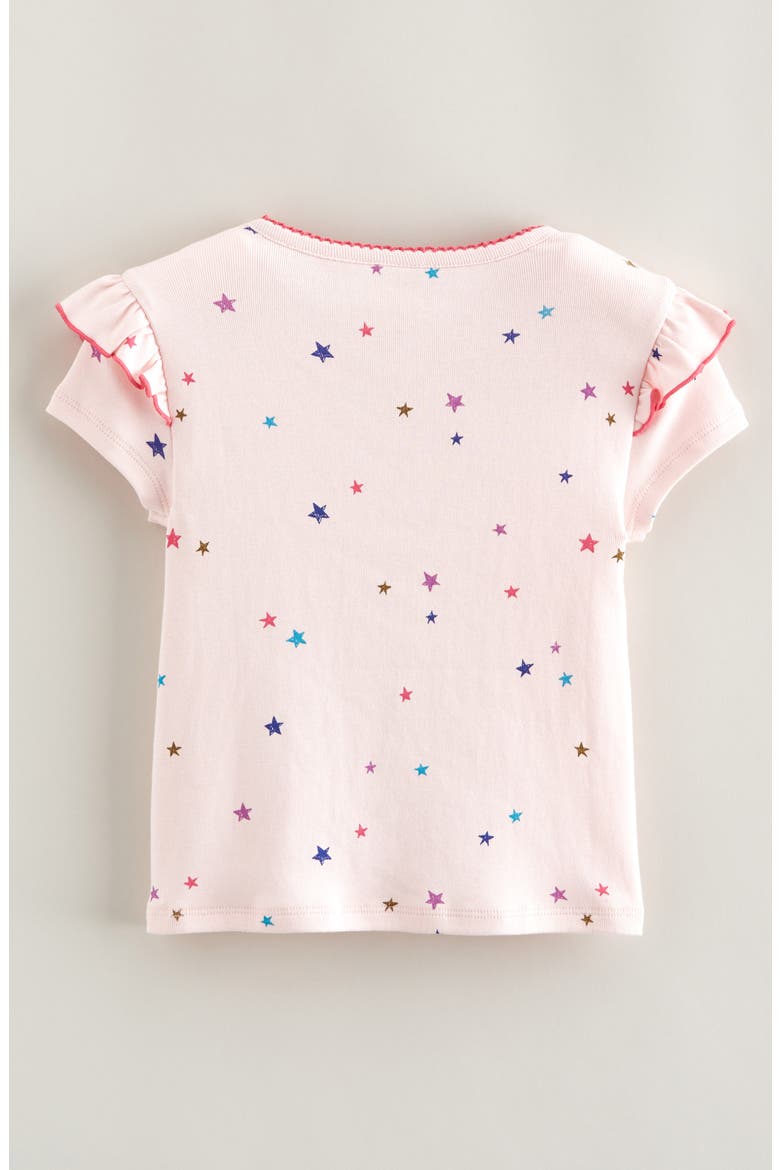Kids' Print Ruffle Sleeve Cotton T-Shirt, Alternate, color, PINK BALM CHEERFUL STARS