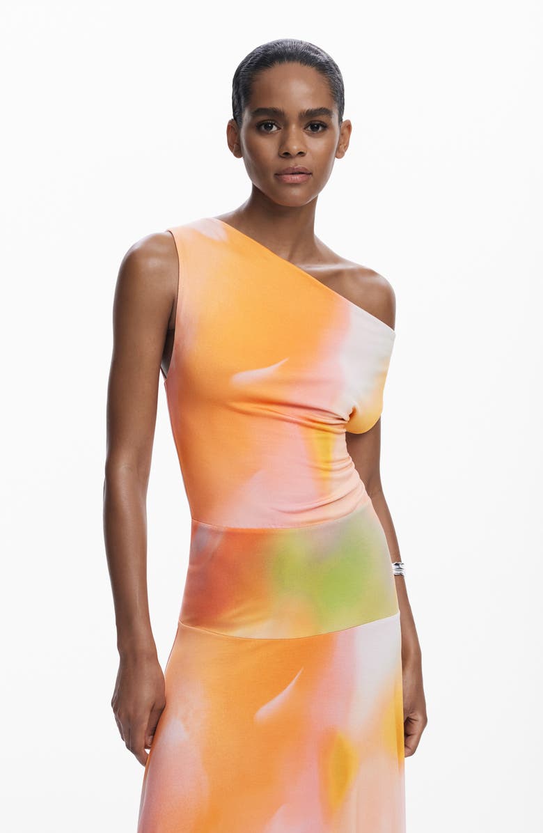 Desigual One-Shoulder Midi Dress, Alternate, color, Pink