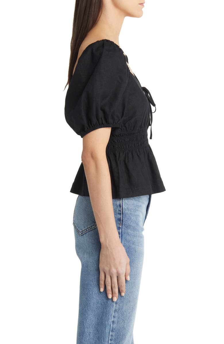 Treasure & Bond Linen Blend Peplum Top, Alternate, color, Black
