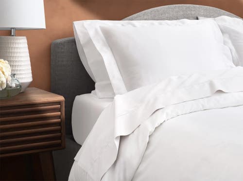 Ela Lane Usa Signature Sateen Hemstitched Duvet Cover In White