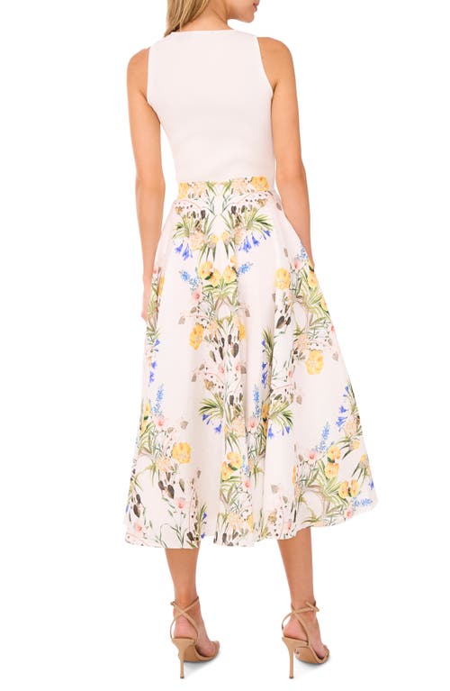 Shop Ted Baker Floral Linen Midi Skirt In Ultra White