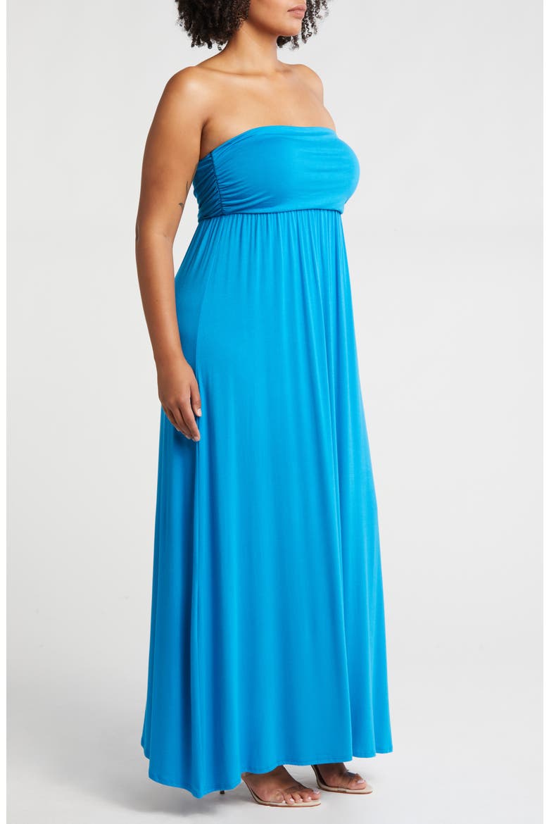 Strapless Maxi Dress, Alternate, color, TURQUOISE