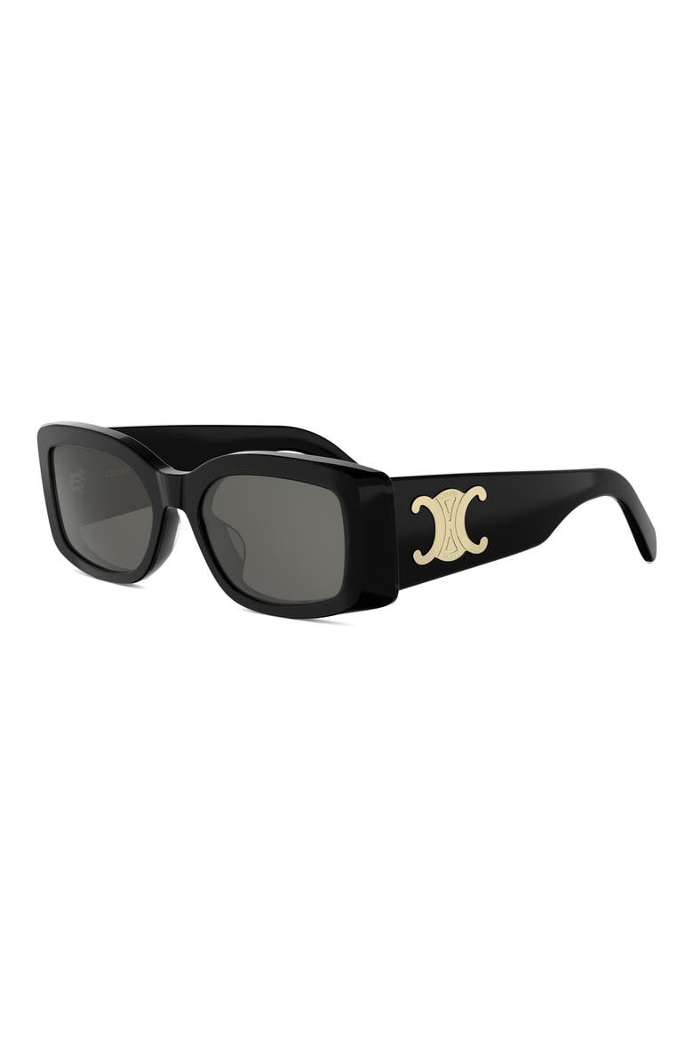 Maxi Triomphe 53mm Rectangular Sunglasses, Alternate, color, SHINY BLACK / SMOKE/ GOLD