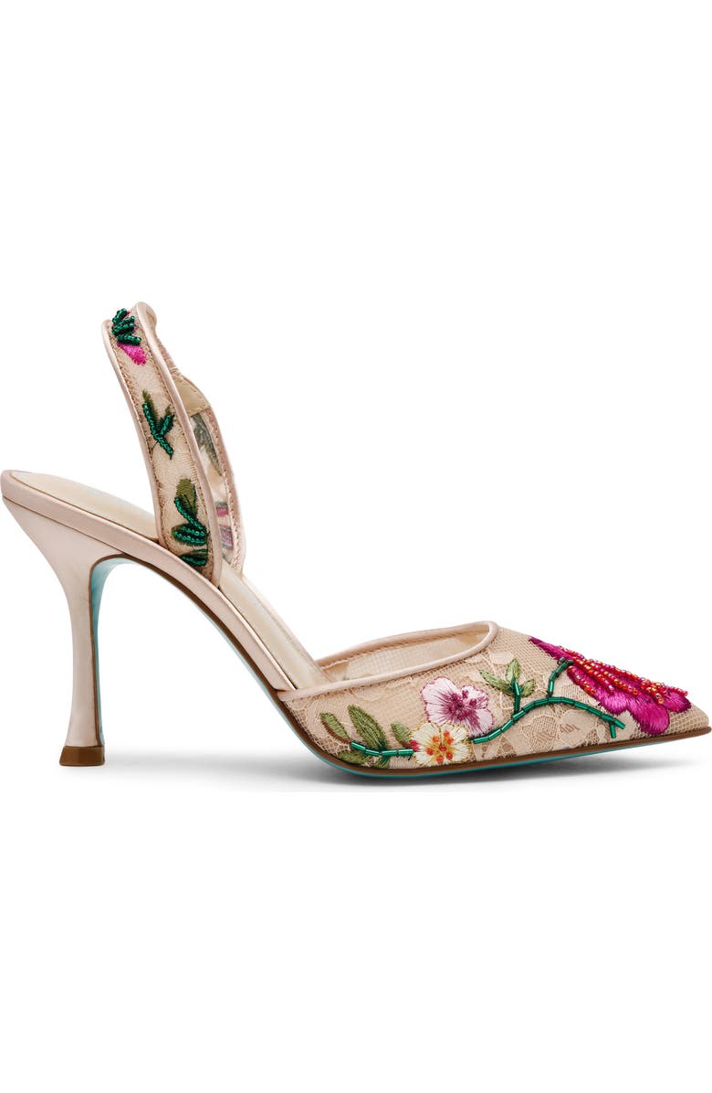 Betsey Johnson April Pointed Toe Slingback Pump, Alternate, color, Blush Multi Floral